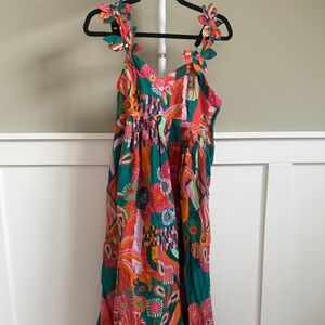 NWT Farm Rio x Anthropologie Pleated Palm Midi Dress